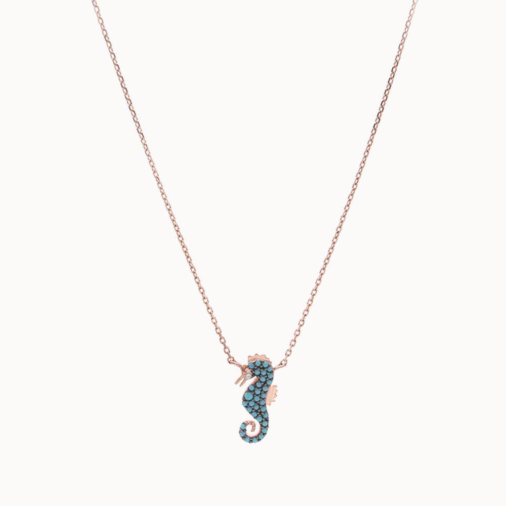 J.Lauren 01N0591 Seahorse Turkey Cubic Rose Gold Necklace