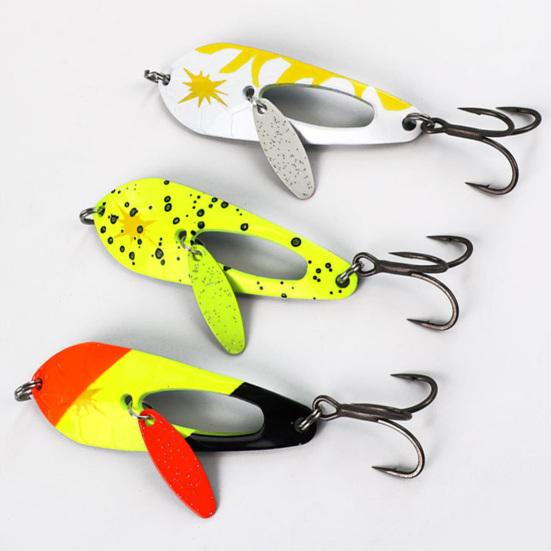 5Pcs 2CM/2G 4CM/4G 6CM/10G Spinner Blade Lure with Hook Metal Rotating Sequin Spoon Spinnerbait Saltwater Freshwater Bass Fishing Accessories