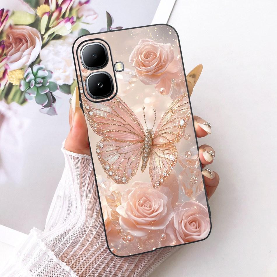 For Infinix Smart 20 X6840 X6840B Cute Flower Butterfly Cat Painted Case For Infinix Smart20 Black Silicone Soft Phone Cases
