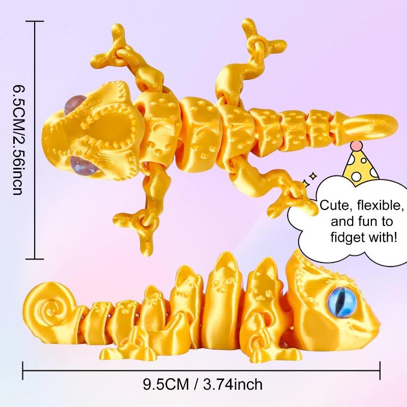 3D Printed Chameleon Lizard Toy - Articulated Flexible Joints, Stress Relief Fidget Toy, Cool Desk Decor for Home & Office
