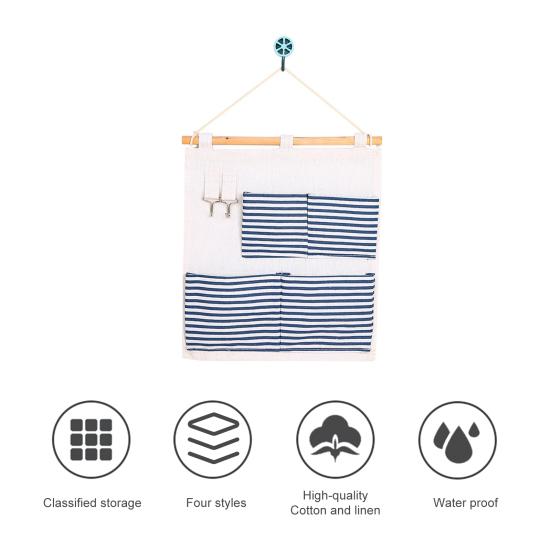 Сумка для хранения с 5 сетками, настенная подвеска, износостойкий хлопок, лен, экономия места, сильная загрузка, держатель для телефона, сумка для хранения для дома