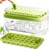 64-Pcs Ice Cube Tray Set with Lid & Bin - Easy Release, Space-Saving, For Whiskey & Cocktails - Includes Scoop, Food Grade, Free