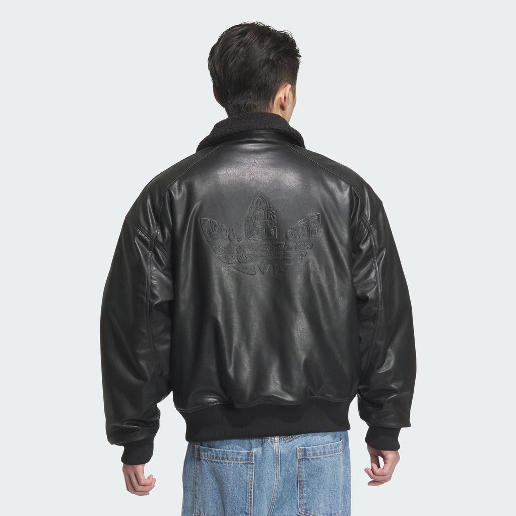 Adidas Originals Year Of The Snake Limited Lny Pleather Retro Warm Sports Jacket Men Jacket Black Light-Scarlet JL8372