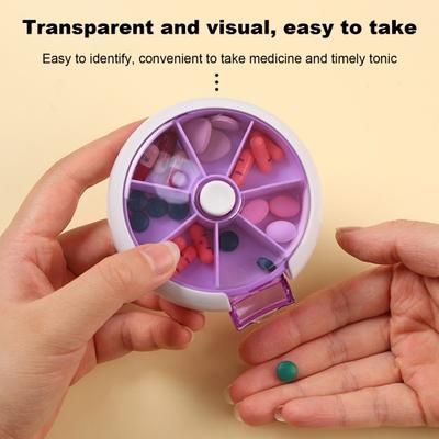 Портативная еженедельная таблетница с 7 отделениями, пыле- и влагонепроницаемая, поворотная, прозрачная крышка, карманный размер