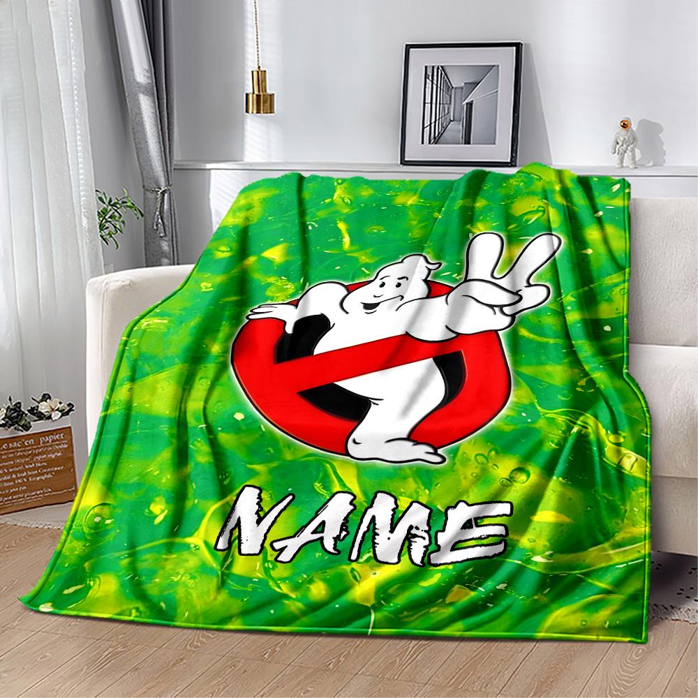 Ghostbusters Logo Customize Text Blanket Throw Customizable Blanket Soft & Cozy for Nap Seaside Sofa Chair All-Season Use