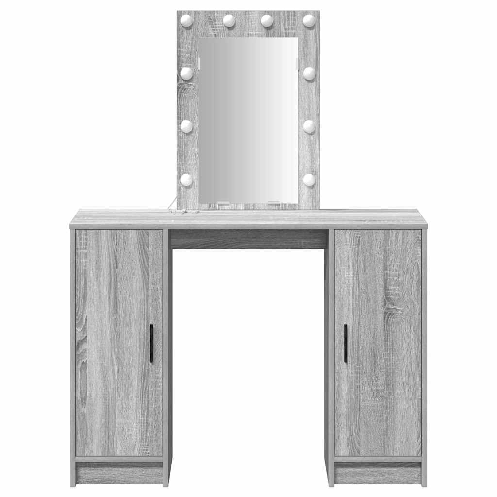 Makeup Vanity Table with Storage Gray 102 x 33 x 135 cm Engineered Wood