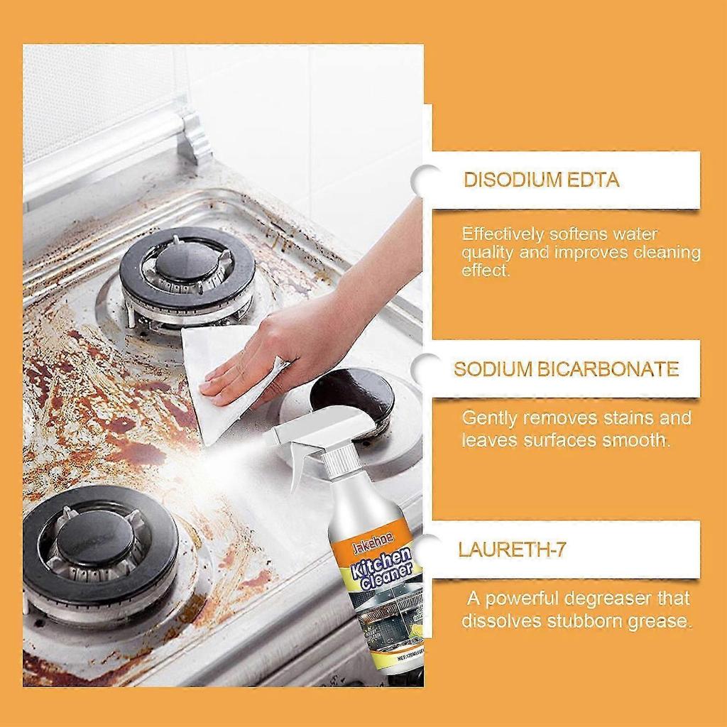 2x Kitchen Grease Foam Cleaner Powerful Heavy Oil Stain Remover Grills Ovens Grease Cleaner Household Dirt Cleaning Bubble Spray