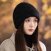 Женская осенне-зимняя теплая шерстяная шапка с пайетками в корейском стиле, уличная повседневная ветрозащитная шапка с защитой ушей, подчеркивающая лицо, маленькая шапка-бини