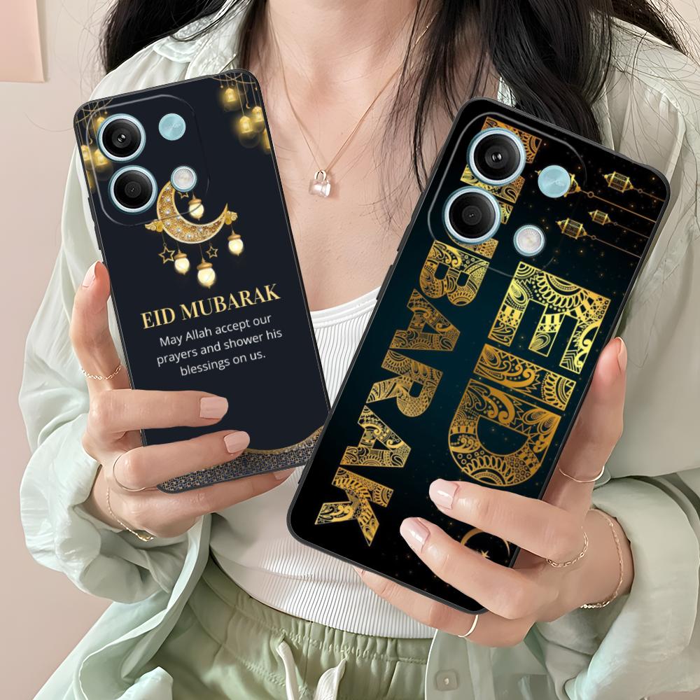 Чехол для мобильного телефона 'Ид Мубарак' для Xiaomi Redmi Note 14 13 12 11 S Pro Plus 4G 5G Цветной Печатный Чехол Чехол Роскошный Красивый