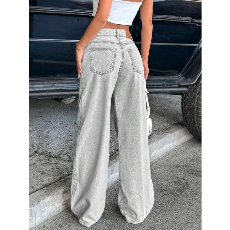 Женские прямые джинсы American Retro с низкой посадкой, неэластичные, стираные, широкие