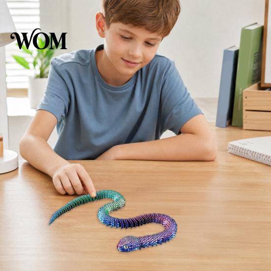 Odor-free Snake Toy 3D Printed Snake, with Movable Joints Realistic Scale Texture, Joint Flexible Figure, Essentials Toys for Teen Boys Kids