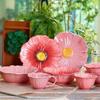 Household Ceramic Flower Plate Light Luxury Decorative Bowl Pastry Dish Soup Bowls  Western Food