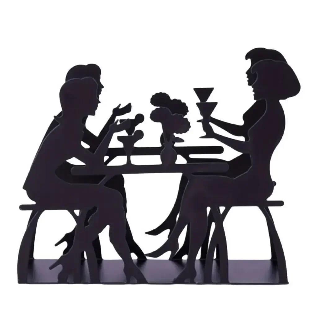 Black Paper Towel Holder Metal Modern Tissue Organizer Hollow Design Iron Art Desktop Decorations Accessories