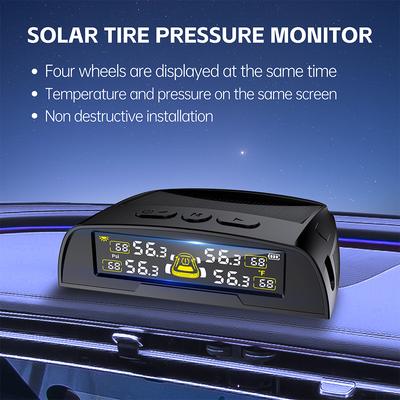 Цифровой автомобильный TPMS Монитор температуры шин ЖК-дисплей USB / Солнечный TPMS Универсальная система мониторинга давления в шинах 0-6.8 Бар