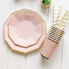 8 PCS/Lot Party Paper Plates Cups Pink Gold Happy Birthday Party Wedding Decoration Baby Shower Tableware Kids Birthday Decor