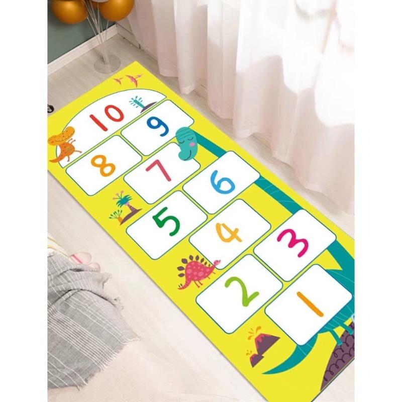 Напольный коврик для прыжкового дома Детский мультяшный коврик для шагов в цифровой игре Прыжковая сетка Украшение комнаты в спальне Длинный ковер
