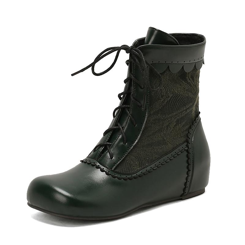 Модный дизайн женские ботильоны на щиколотке с круглым носком, внутренняя высота, шнуровка, большой размер 48 49 50, модные ботильоны для свиданий, весна-осень, новинка