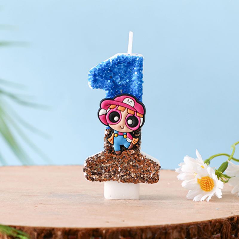 Colorful Cartoon Policewoman Birthday Cake Number Candles