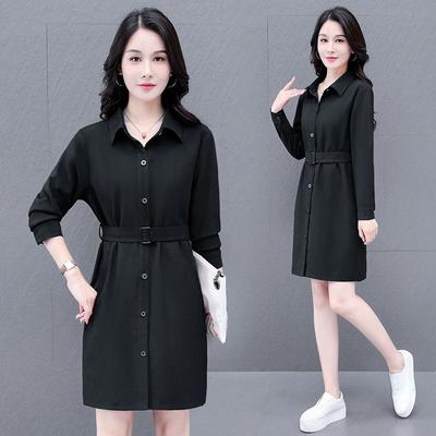 Костюмное платье, женское пальто кофейного цвета, средняя длина, исправление талии, платье с длинными рукавами