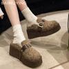 Замшевые женские туфли на танкетке на высоком каблуке дизайнерская обувь меховая короткая плюшевая зимняя обувь 2024 года модные тенденции Mujer Zapatos