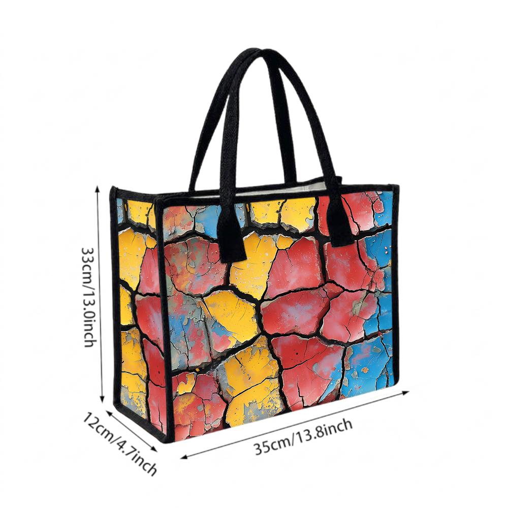Color Crack Print Tote Bag Large Capacity Daily Casual Women Shoulder Handbag