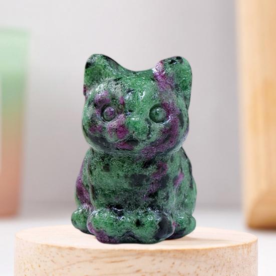Статуя кота из искусственного кристалла, очаровательный внешний вид, насыщенный цвет, мини-размер, фигурка счастливого кота, украшение для рабочего стола