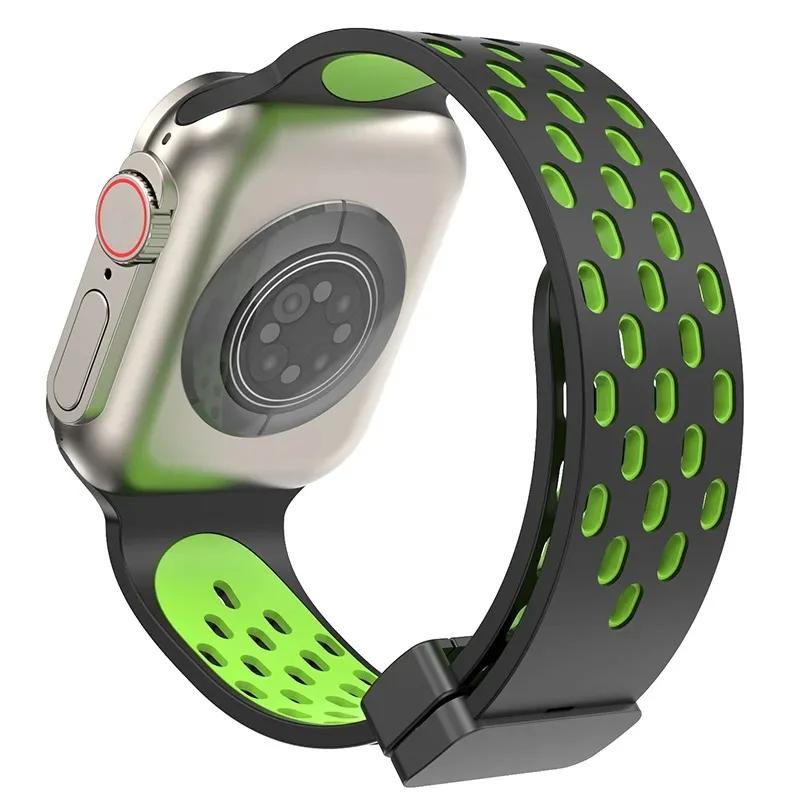Магнитный силиконовый ремешок для Apple Watch Band Ultra 3 2 49мм 45мм 41мм Браслет для iWatch Series 11 10 9 8 7 6 SE 5 4 3 38мм 46мм 42мм 44мм