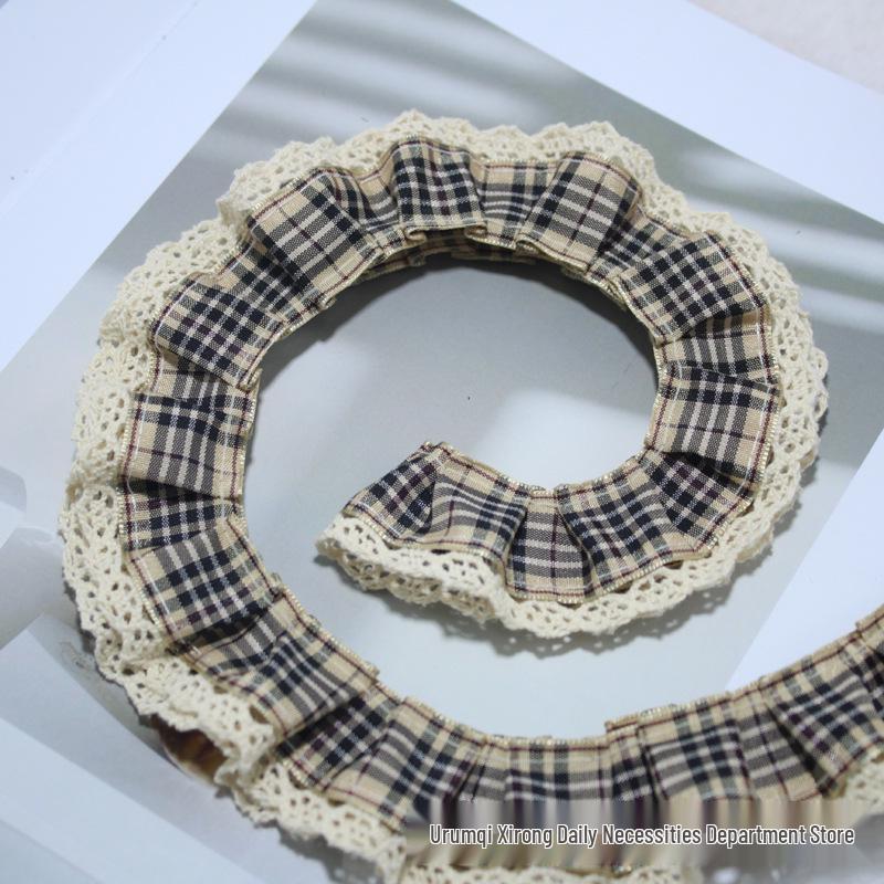 Плиссированная двухслойная кружевная отделка для одежды и DIY-аксессуаров