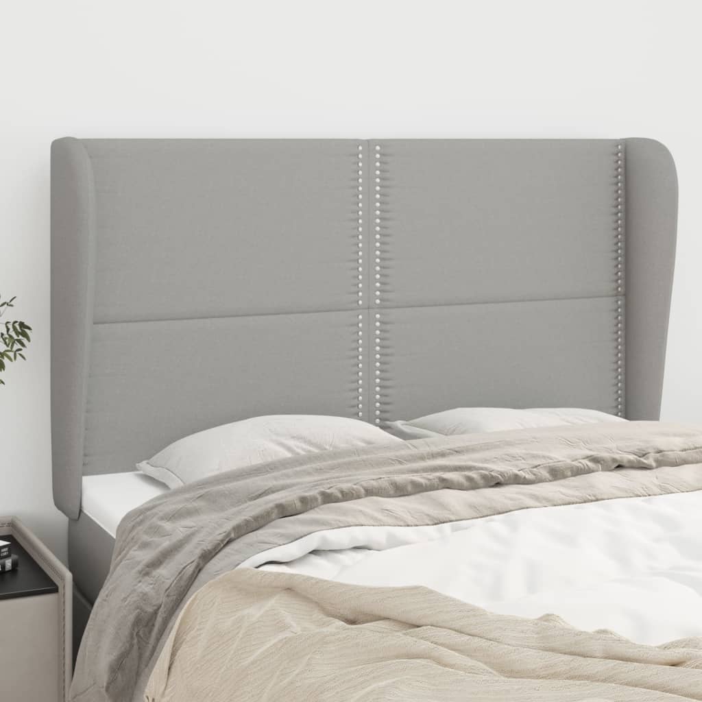 Headboard with Ears Light Grey 147 x 23 x 118 128 cm Fabric