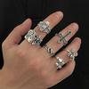6pcs/Set Punk Men Ring Set Korean Style Skeleton Skull Rings Set Cool Skeleton Rings Street Wear