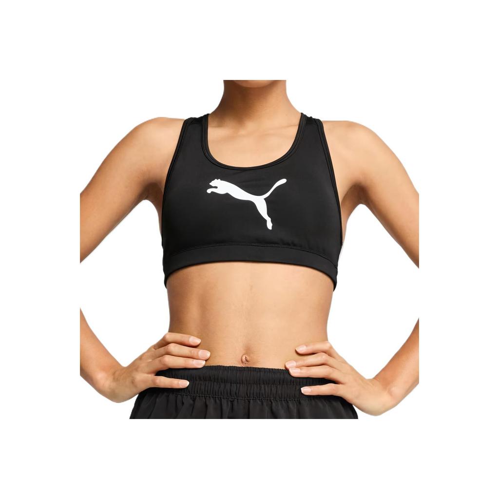 Puma Спортивный бюстгальтер 4KeepsDryCell с принтом логотипа, средней поддержки, из дышащей сетки, женское нижнее белье, черный 526961-51