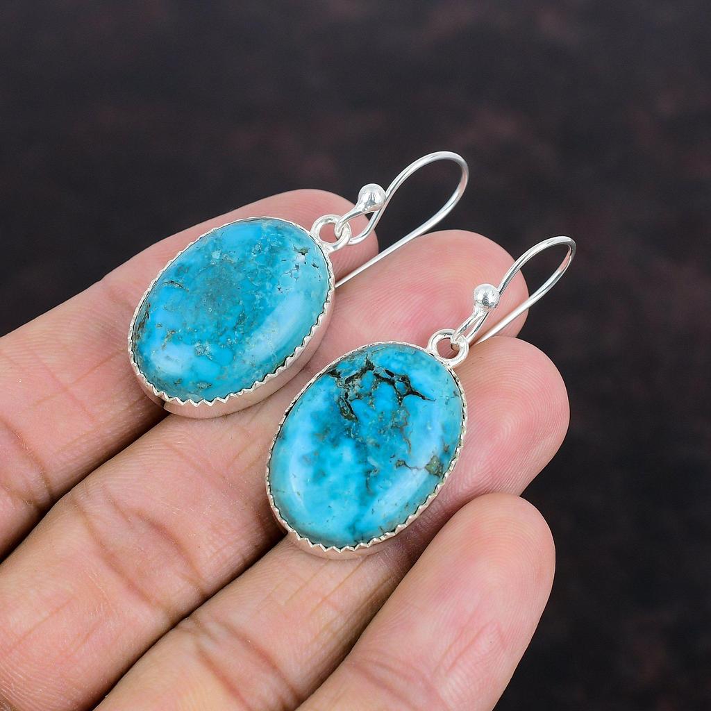 Серьги из тибетской бирюзы, натуральные драгоценные камни, серьги-подвески ручной работы из стерлингового серебра 925 пробы, уникальные стильные серьги, подарки для мамы