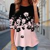 Women Autumn Tops Blooming Flowers Print Causal Long Sleeve T-shirt Top Blouse