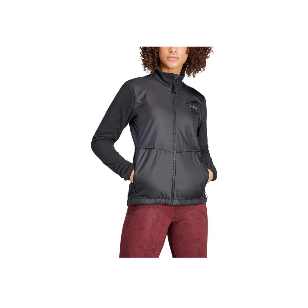 Adidas Multi Wind Solid Color Splicing Stand Collar Zipper Comfortable Long Sleeve Jacket Women Jacket Black IJ0545