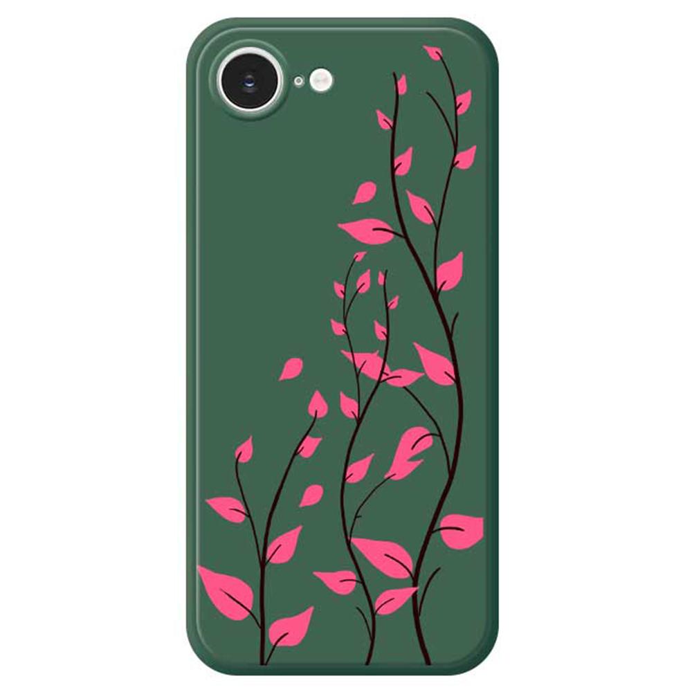 For iPhone 16e Case Red Leaves Pattern Printing Straight Edge TPU Phone Back Cover