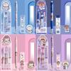 Sweet Funny Mechanical Pencil Set Cartoon Rabbit Design Automatic Pen with 12pcs HB 0.5mm Refills Lead
