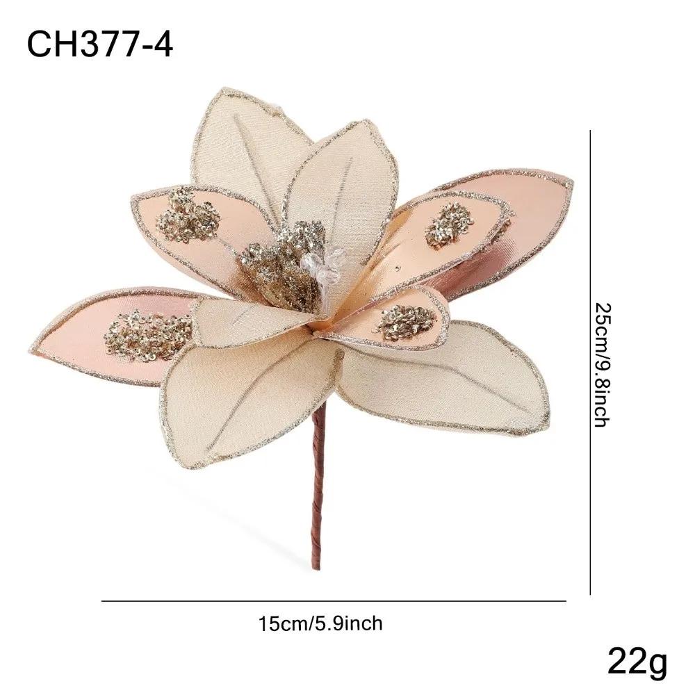 New 15CM Artificial Poinsettia Flower Sequins Glitter Simulation Flowers Sparkling Christmas Glitter Flower Wedding Decoration
