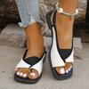 Women'S Summer Slippers Monokinis Shallow Mouth Square Toe Heel Strap Flat Sandals Holiday Vacation Clip Toe Casual Shoes