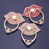 Finger Ring Holder Degree Rotating Metal Universal 360 Rhinestone Lips Shape Phone Ring