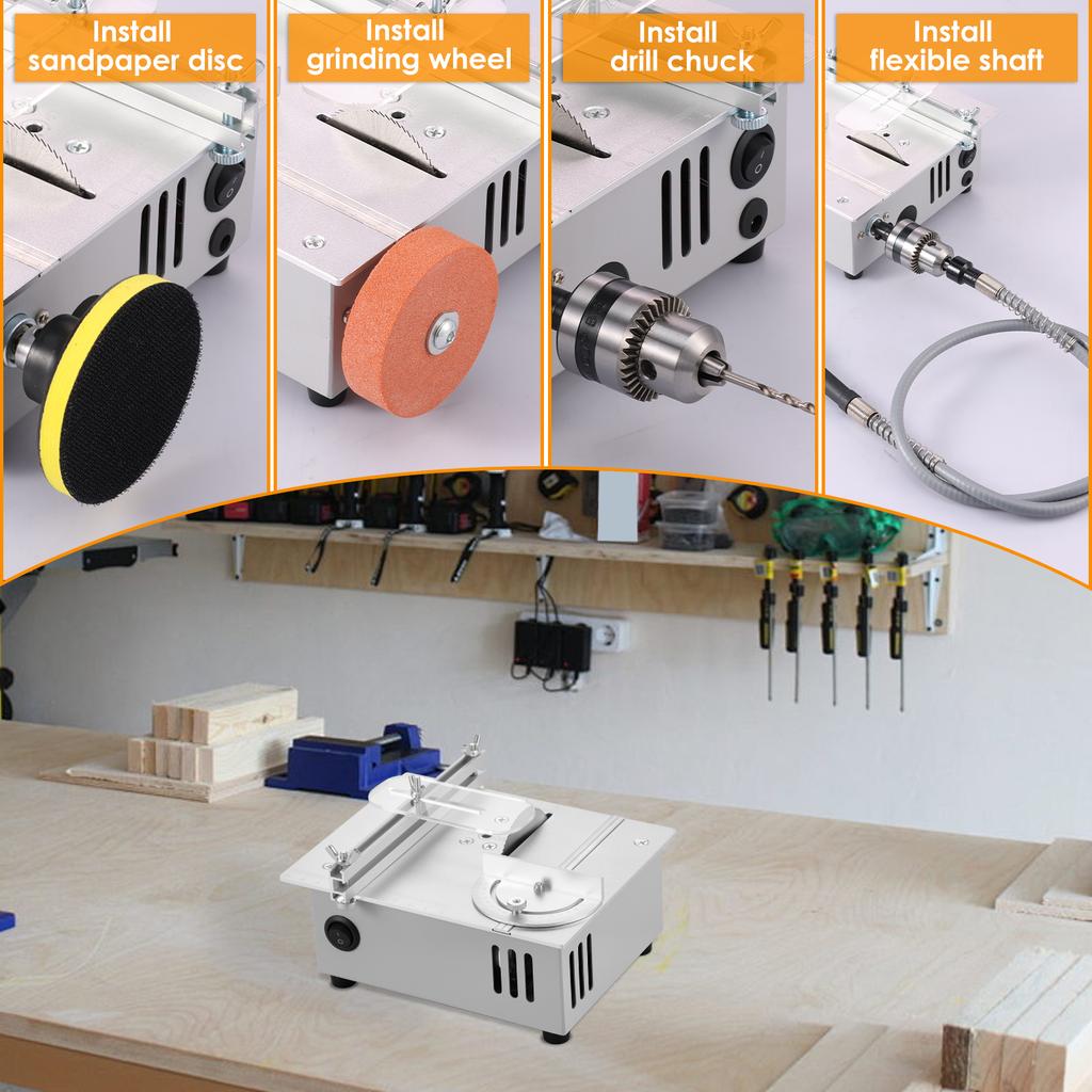 Мини Электрическая Настольная Пила 7-ступенчатая Регулируемая Маленькая Бытовая DIY Режущая Машина Настольная Пила для Резки ПХБ Акрила Дерева