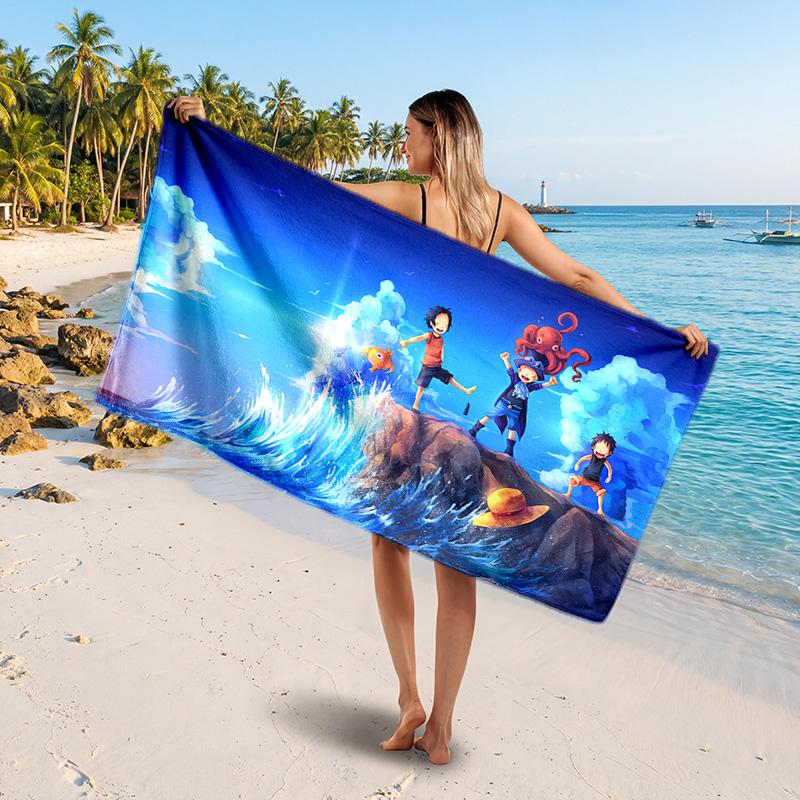One Piece Printed Swim Towel, Portable Water Absorbent Towel for Beach Camping Daily Bathroom Use
