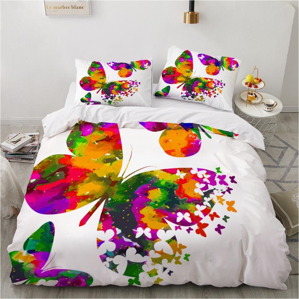 3D красочный комплект постельного белья с бабочкой для женской комнаты, пододеяльник DE200 * 200, полноразмерный роскошный комплект постельного белья, пододеяльник с бабочкой