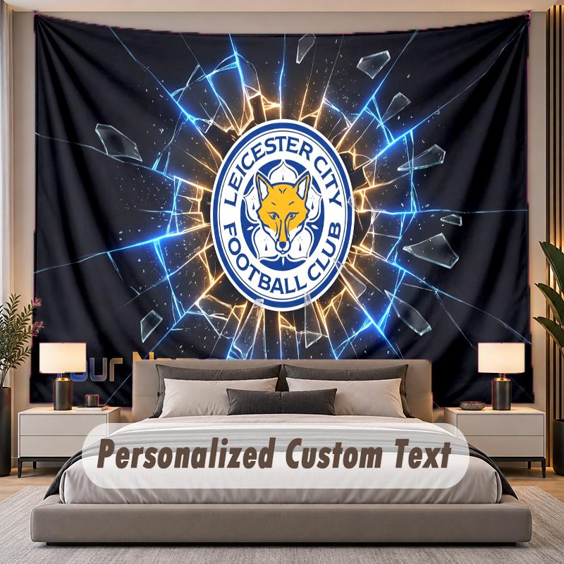 Custom Name Text Tapestry Leicester City Personalized Polyester Wall Tapestry For Bedroom And Room