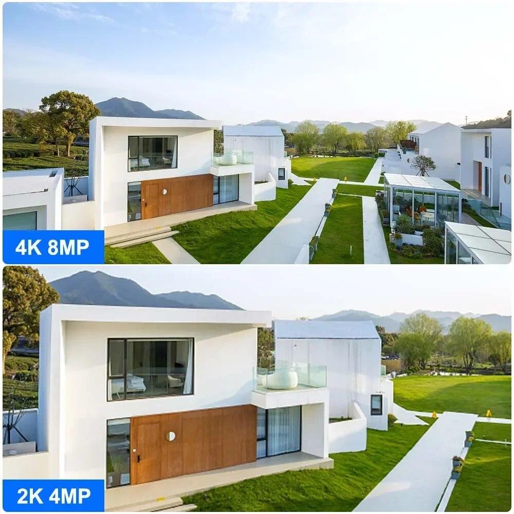 4K 8MP Dual Lens Solar Camera Outdoor Security WiFi Surveillance Cameras With Solar Panel PIR Human Detection PTZ CCTV Camera