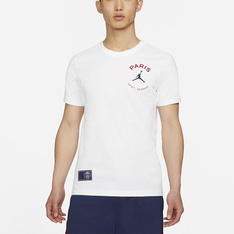 Jordan Спортивная футболка с коротким рукавом и логотипом Paris Saint-Germain, мужские топы белого цвета DB6515-100