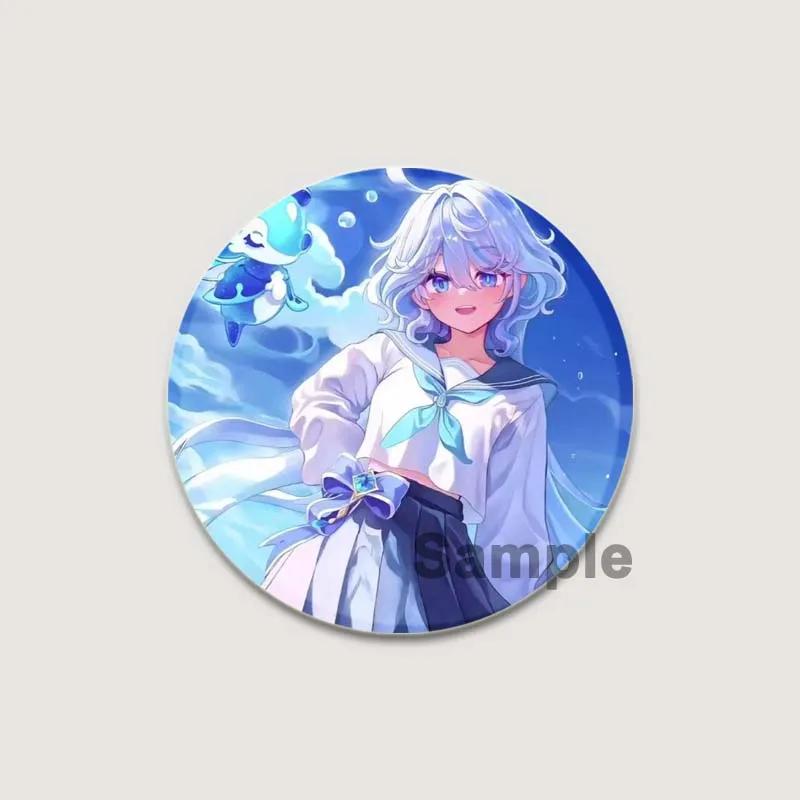 32/44/58mm Anime Genshin Impact Pins Cute Cartoon Furina Badge Handmade Tinplate Brooches Breastpin for Backpack Clothes Gift Accessorys