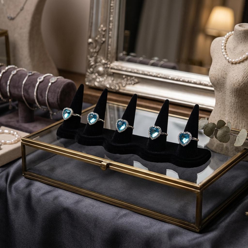 Resin Ring Display Stand With Black Flocking For Jewelry Storage And Decoration