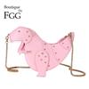 Boutique De FGG Dinosaur Design Rivets Pu Leather Girl's Chain Purse Shoulder Bag Tote Ladies Crossbody Mini Messenger Bag Flap