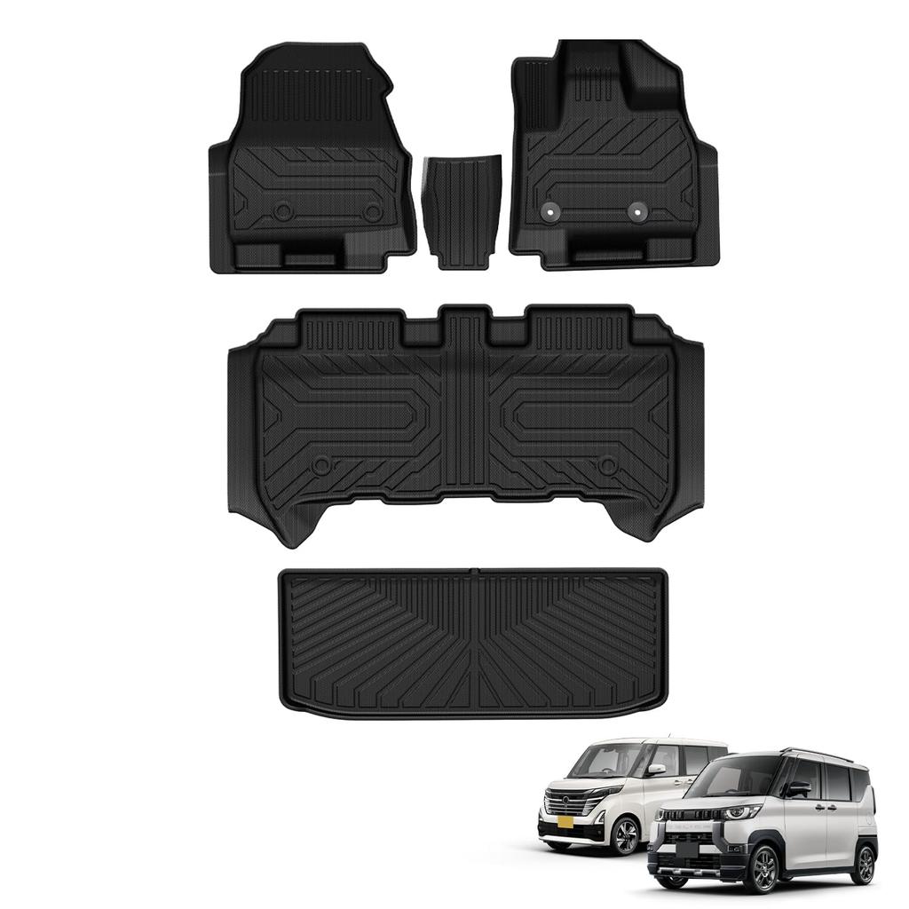 Комплект из 5 шт. 3D ковриков в салон и багажник из TPE Virauto для Nissan Roox 40 Mitsubishi Delica Mini 30 (2020-настоящее время) / Водонепроницаемый с правым рулем