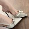 Лето 2025 новая мода остроносые атласные туфли на высоком каблуке дизайн украшение бабочка вечернее платье темперамент босоножки-стилеты